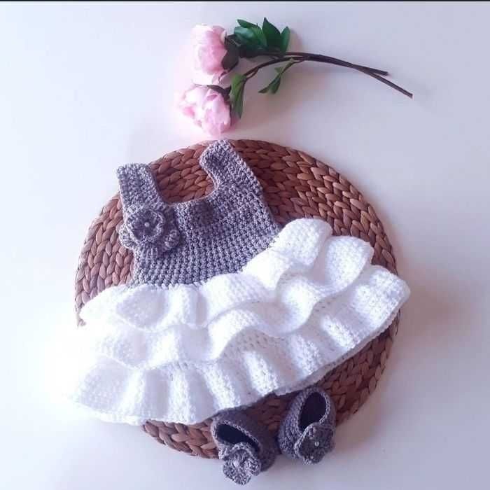 Vêtement bébé fille robe crochet   6 mois - photo numéro 2