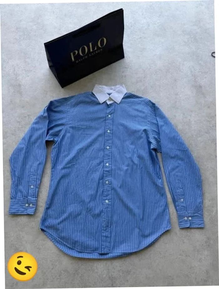 Chemise Ralph Lauren manche longue Taille L bleu Homme Men CHE75 - photo numéro 3