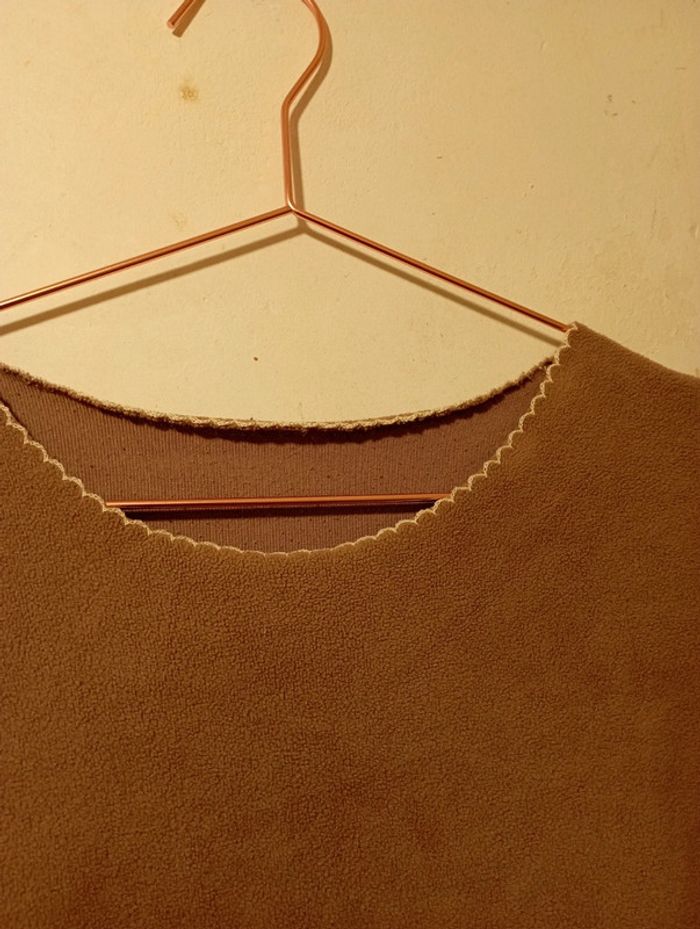 Pyjama femme en polaire fine beige foncé - photo numéro 8