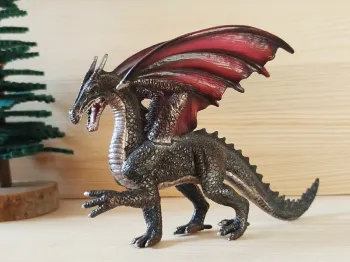 Figurine dragon argenté et bordeau Animal imaginaire