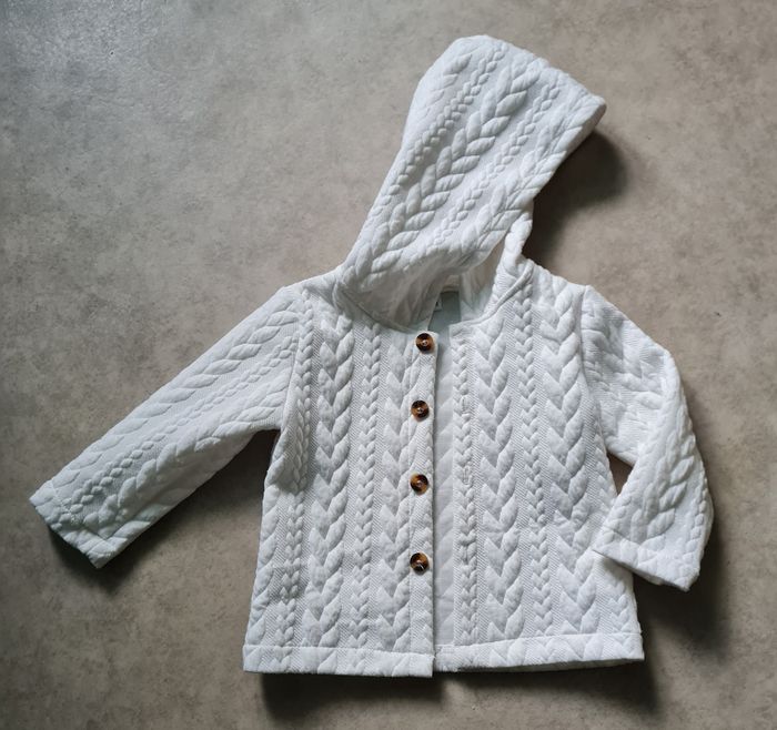 gilet capuche blanc fille 12/18 mois - photo numéro 3