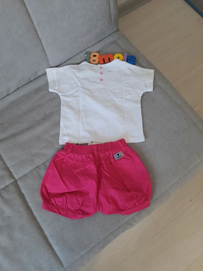 Ensemble short et tee-shirt Catimini taille 18 mois neuf avec étiquettes - photo numéro 4