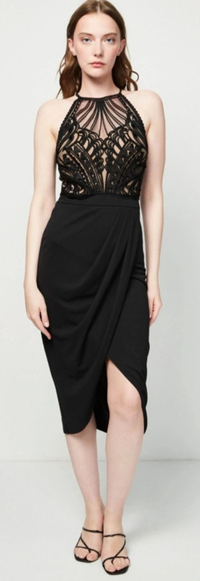 Robe chic 👗 sans manches femme noire et beige dentelle taille 40 Lipsy - photo numéro 6