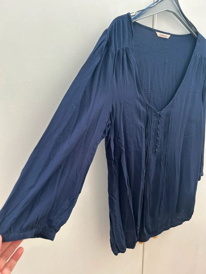 Tunique camaïeu blouse manches 3/4 en viscose bleu marine taille 44 - photo numéro 4