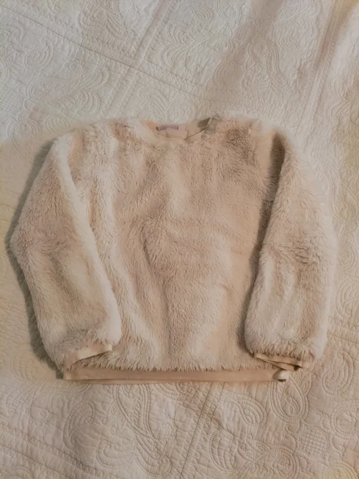 Sweat fausse fourrure - blanc - 10 ans