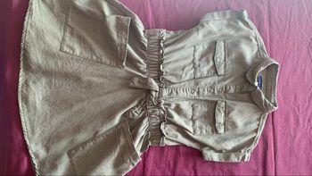 Robe safari en toile unie verte fille