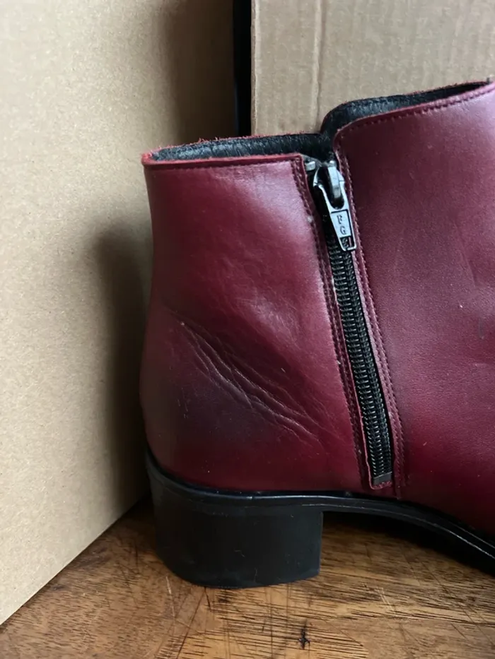 Bottine cuir bordeaux à talons - photo numéro 5