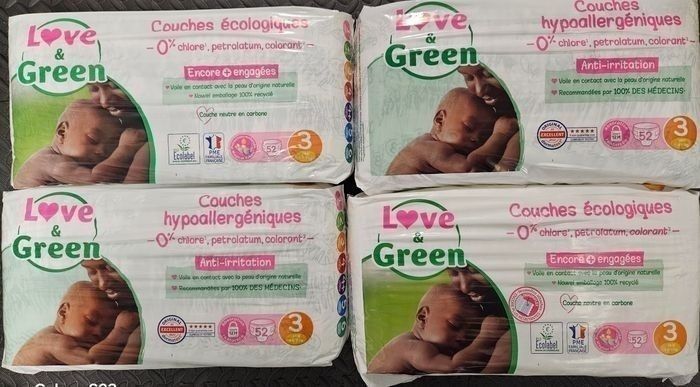 4 paquets de couches love and Green taille 3