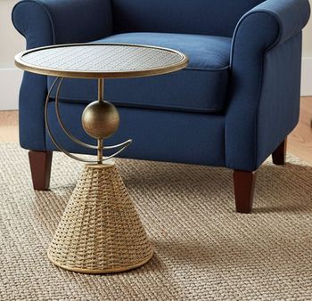 Table d’Appoint Artisanale Métal & Fibre Tressée, design Original