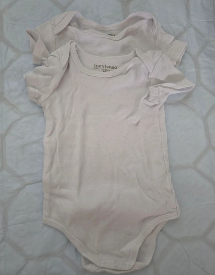 Lot 3 Bodys Bébé Blancs In Extenso Manches Courtes - 12 Mois - photo numéro 3