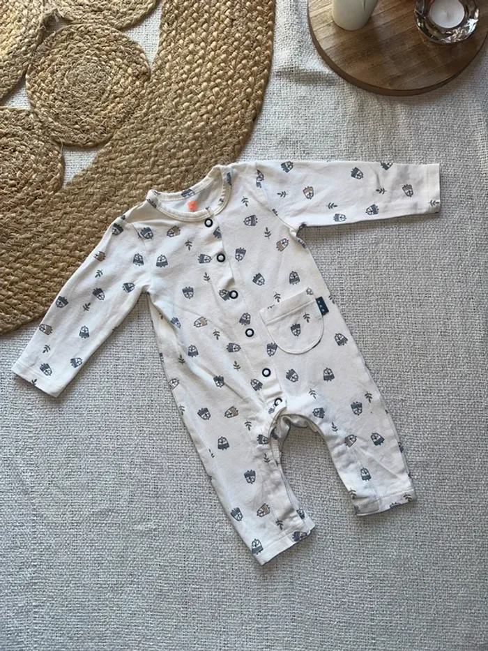 Pyjama naissance mixte Hema 🐥 Blanc à motifs poussins bleus – Taille 50, sans pieds