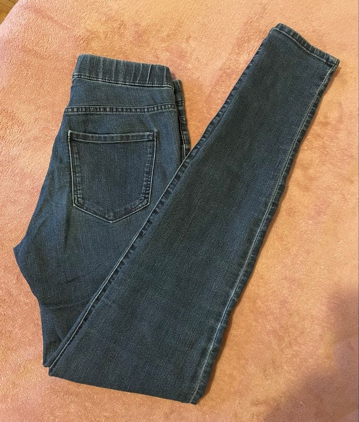 Jean H&M femme bleu foncé - taille 34 - coupe slim - taille élastique