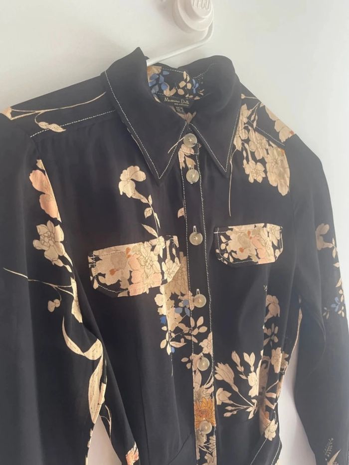 Robe Massimo Dutti noire fleurie – T.36 - photo numéro 3