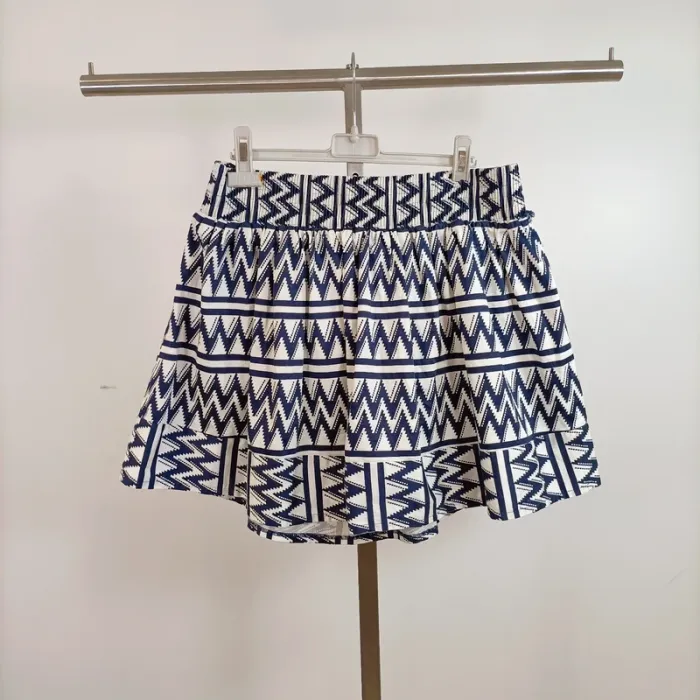 Jupe Patineuse ample blanc imprimé bleu motifs géométriques – Jennyfer – taille L - photo numéro 5