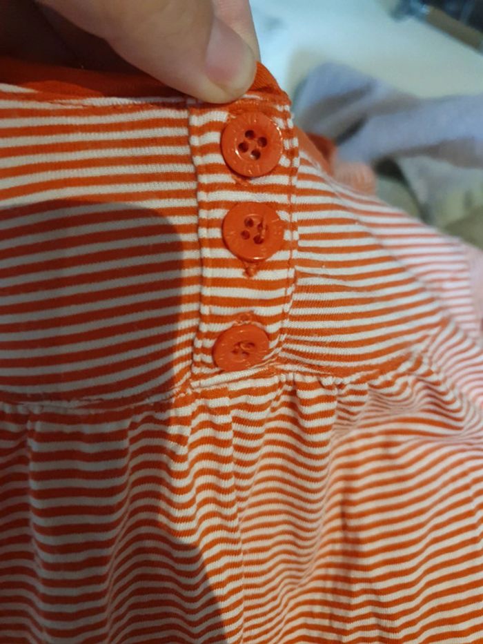 Tee Shirt Rayé Orange & Blanc - photo numéro 4