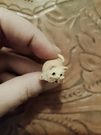 figurine Chat marron miniature vintage années 90.