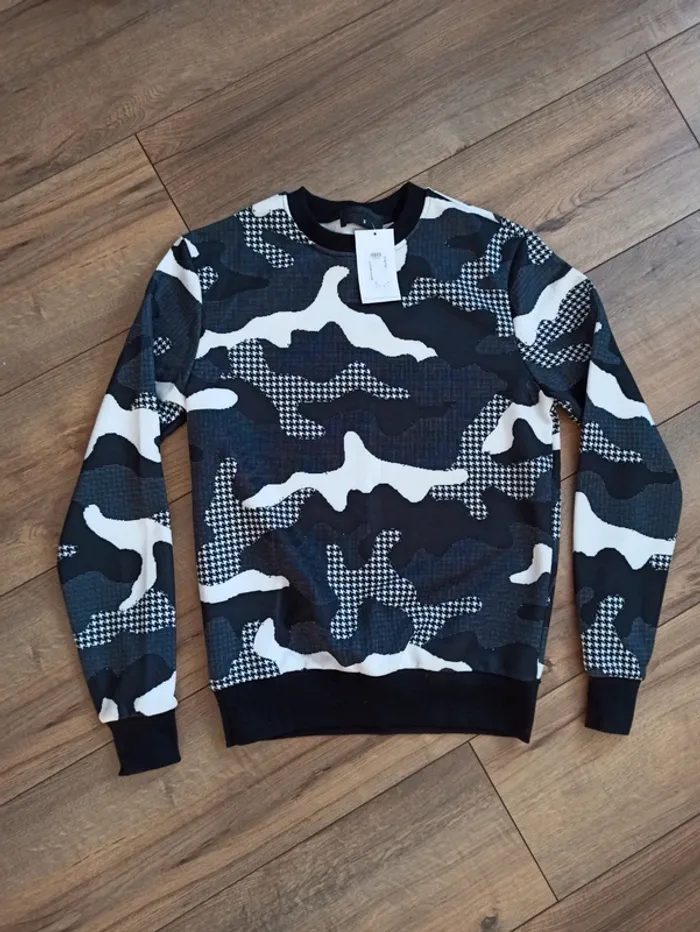 Pull noir militaire homme manches longues taille L