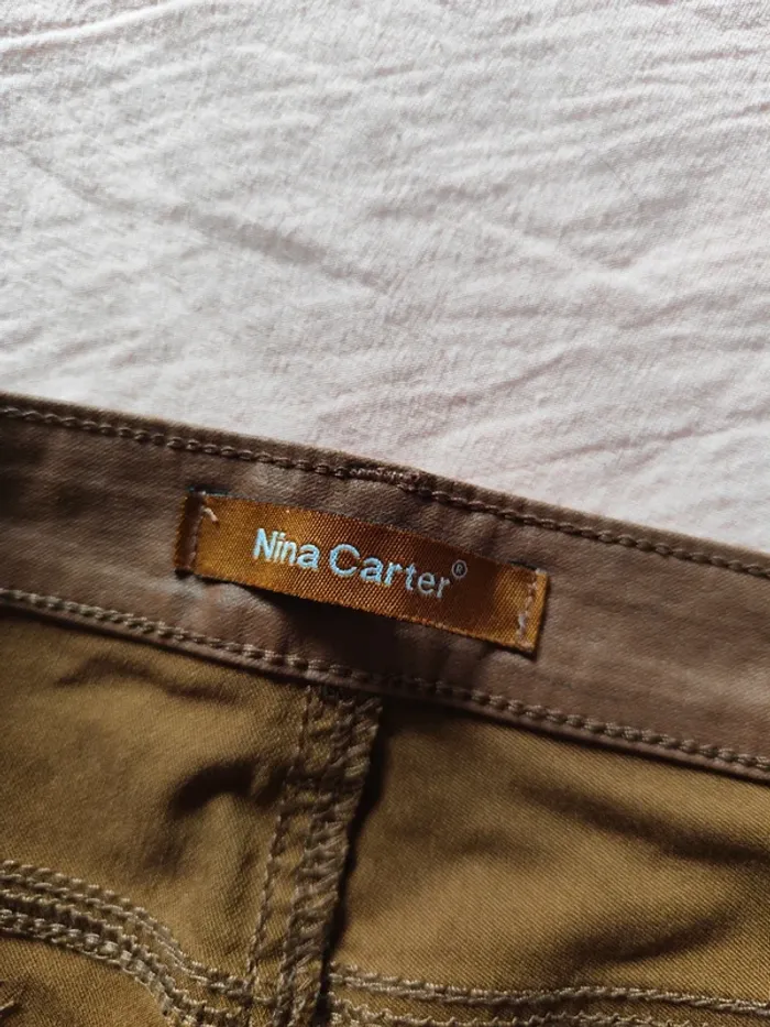 Superbe pantalon enduit femme taille 40 Camel avec reflets - photo numéro 7