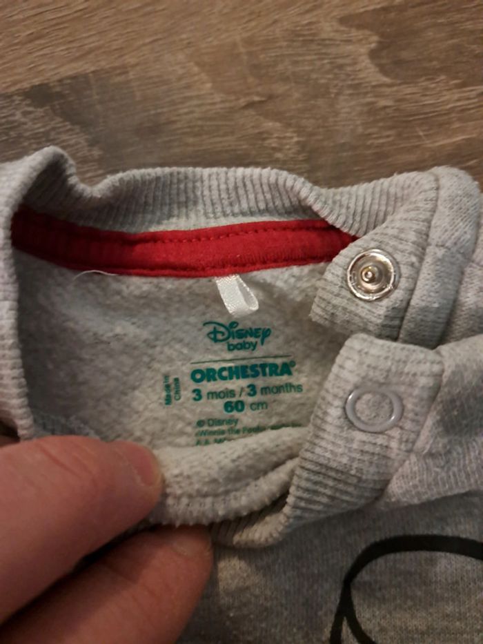 Sweat gris tigrou 3 mois - 60 cm - photo numéro 3
