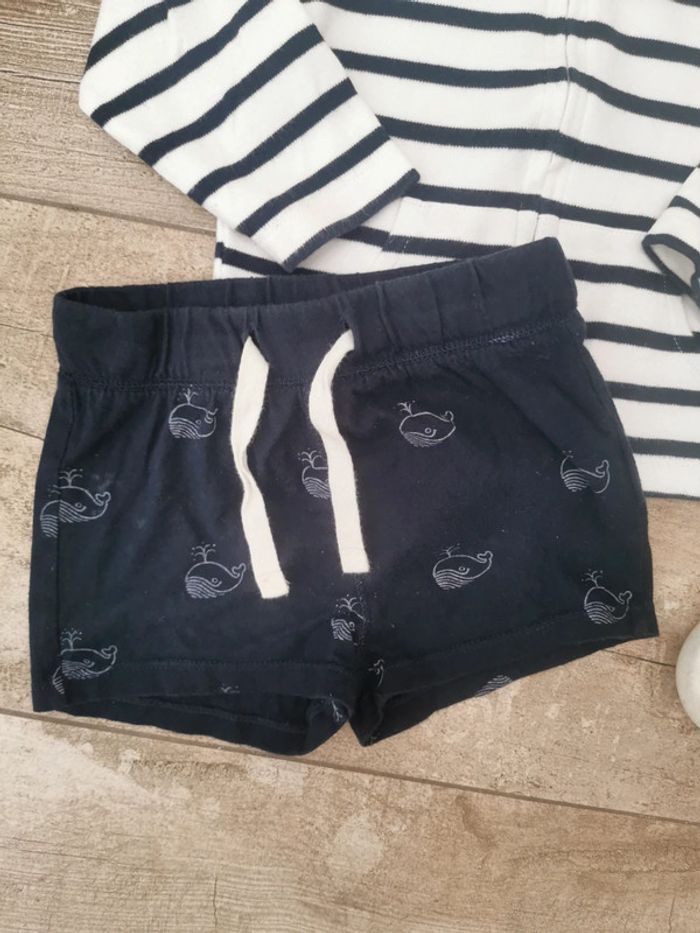 🌸Ensemble 12/18mois veste et short marinière - photo numéro 2