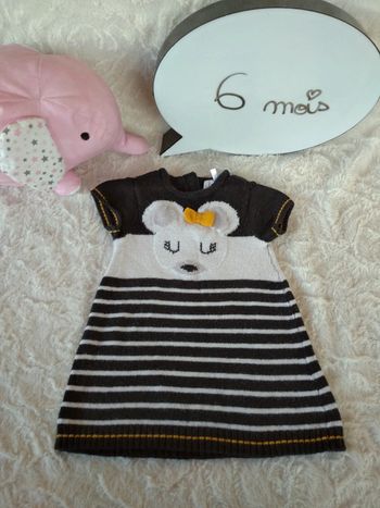 Robe pull Fille 6 mois Souris Orchestra Pomme Framboise