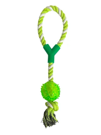 Jouet pour chien JK Animals en corde tressée vert + balle de mastication vert 41 cm Neuf