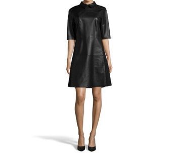 Blacky Dress - Robe cuir agneau, coupe évasée noir T. 42