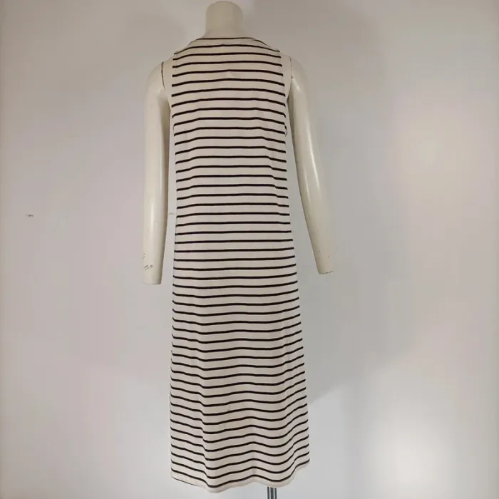 Robe longue marinière sans manches blanc et bleue marine - Taille 38 - État neuf - A134 - photo numéro 4