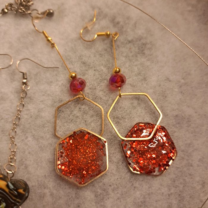 Lot de boucles d'oreilles pendante multicolore - photo numéro 5