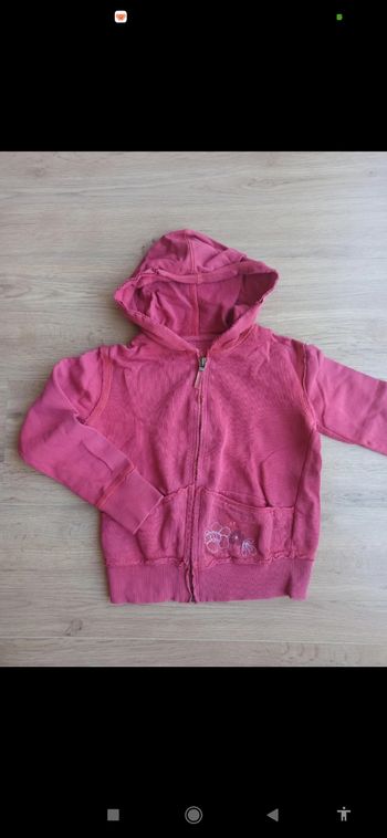 gilet rose zappé avec capuche et poches okaidi 6ans