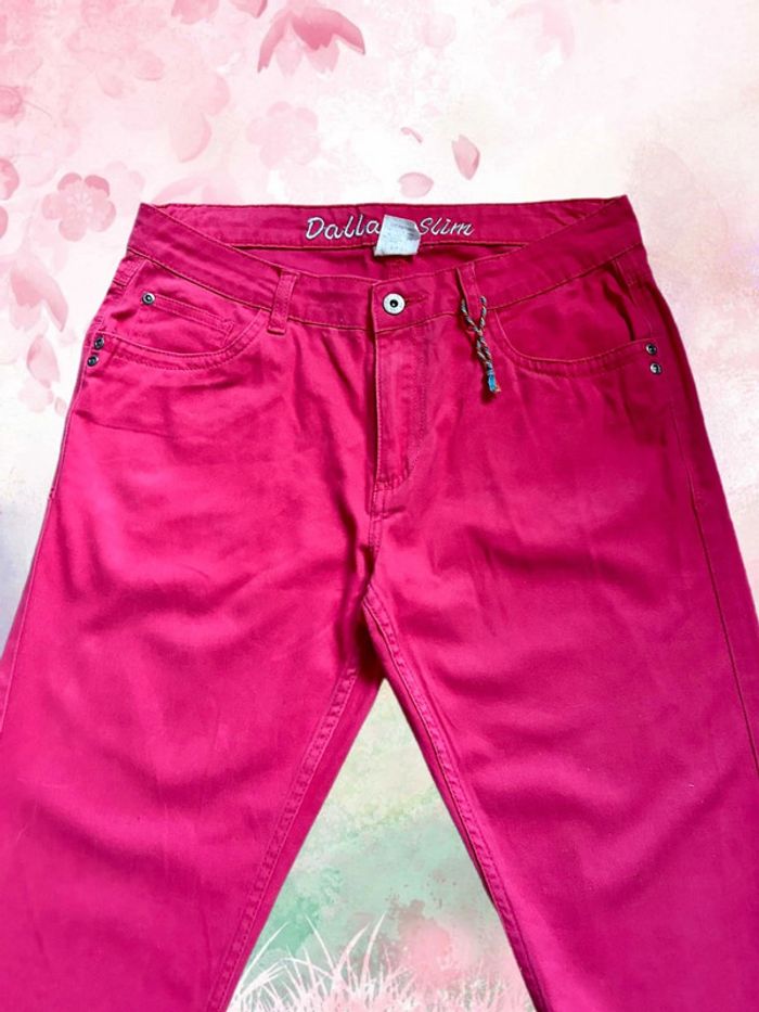 🩷🌷Jean fuchsia court 7/8 vintage Y2K cropped jeans🌷🩷 - photo numéro 3