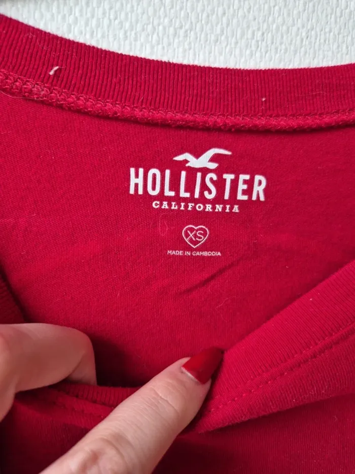 T shirt manches longues holister rouge - photo numéro 5