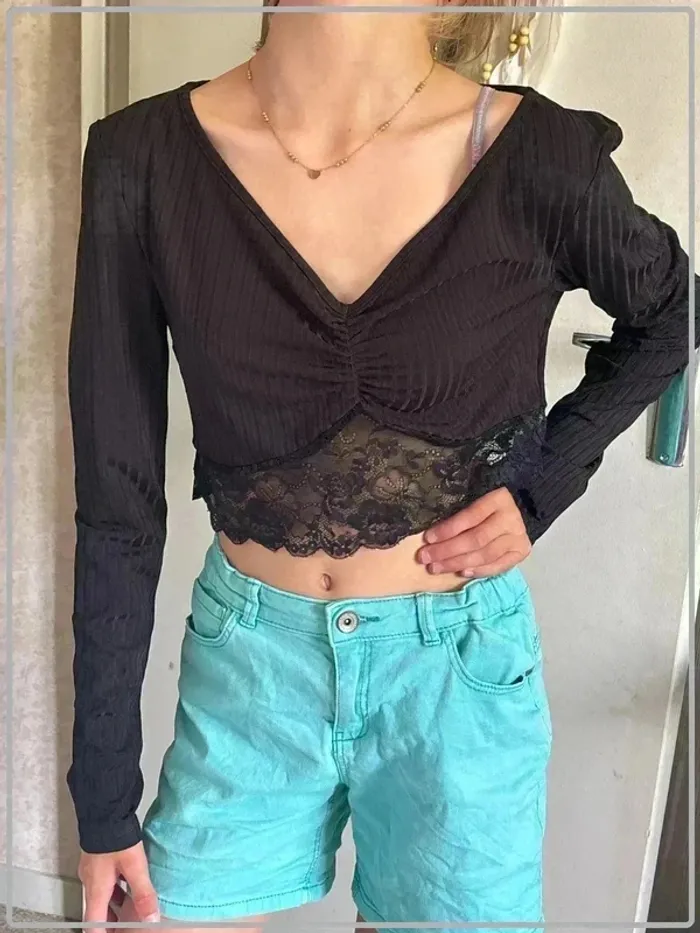 Crop top manche longue taille 38 marque shein * - photo numéro 2