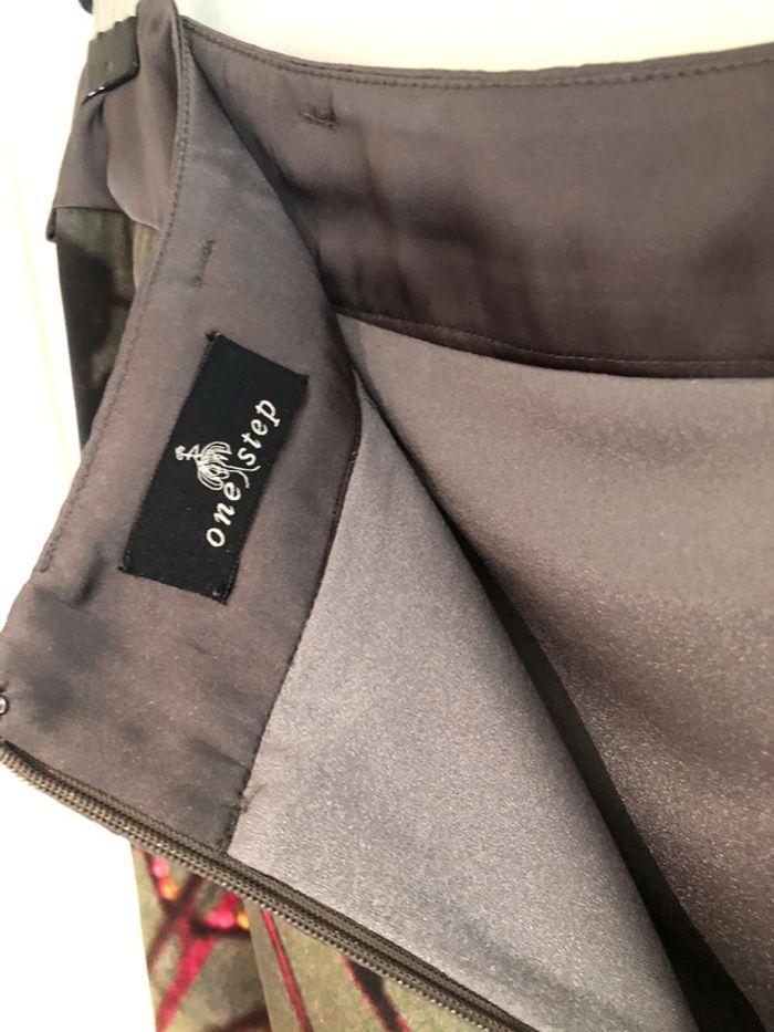 Jupe légère one step taille 40 polyester Kaki jaune rose - photo numéro 8