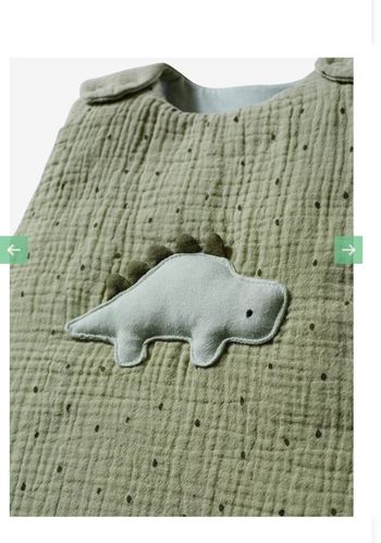 Gigoteuse sans manches en gaze de coton PETIT DINO - kaki

