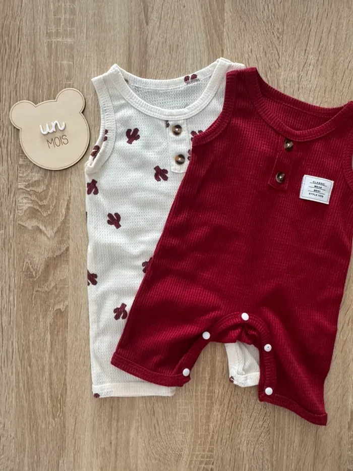 Lot de 2 combi short - Taille 1 mois