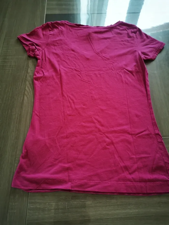 T-shirt col V rose Xs - photo numéro 3