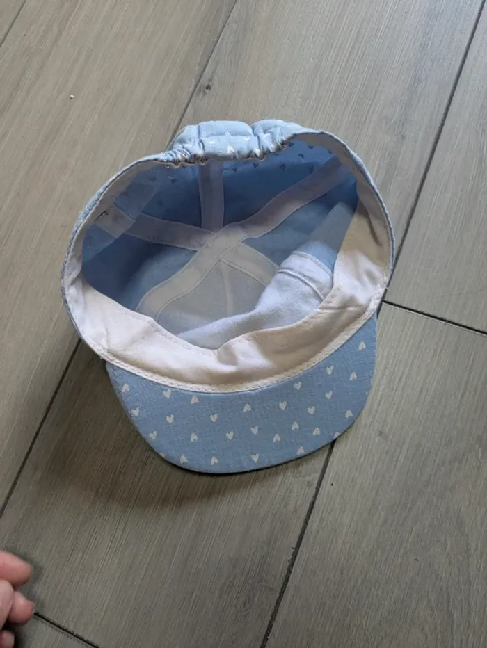 Casquette 12-18 mois fille bleu petit pois - photo numéro 2