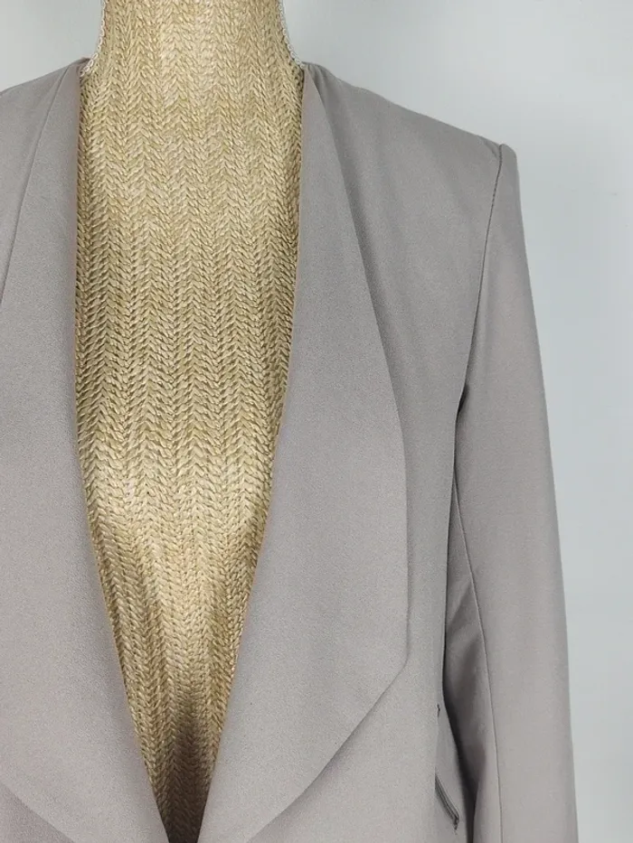 Blazer manches longues taupe avec poches zippées gris taupe taille 38 H&M - photo numéro 4