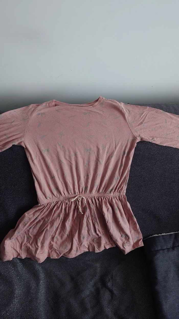 Robe Vertbaudet T 8 ans vieux rose papillons dorés