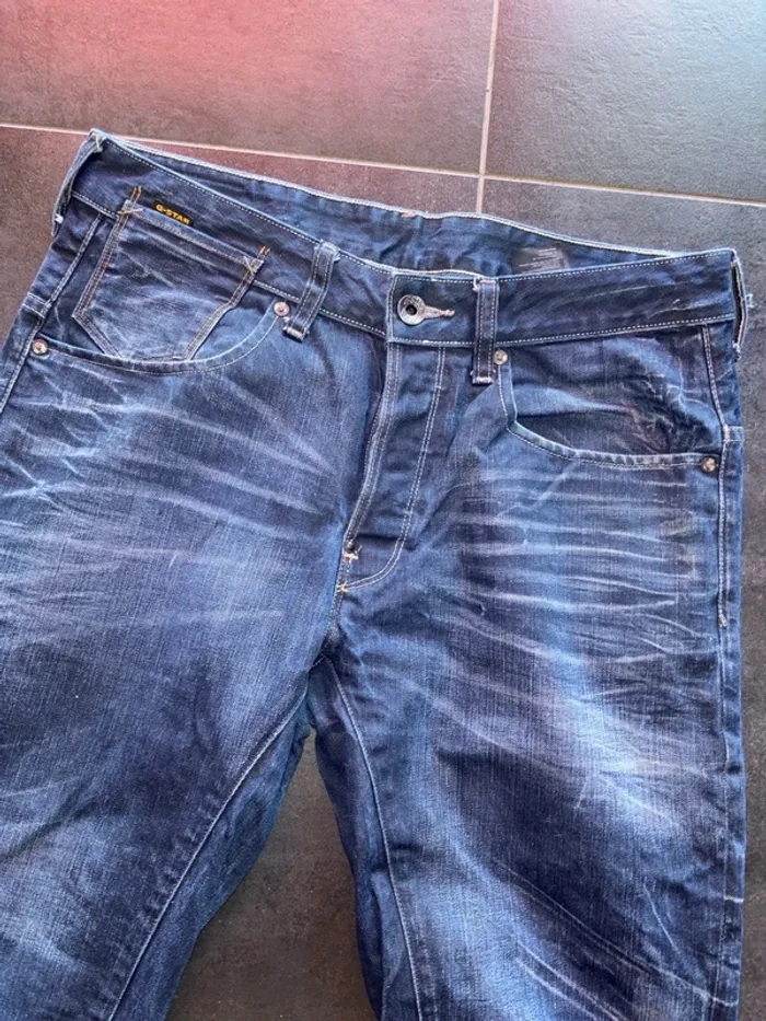 Jean 👖 G vintage star t 32 homme délavé jambes - photo numéro 2
