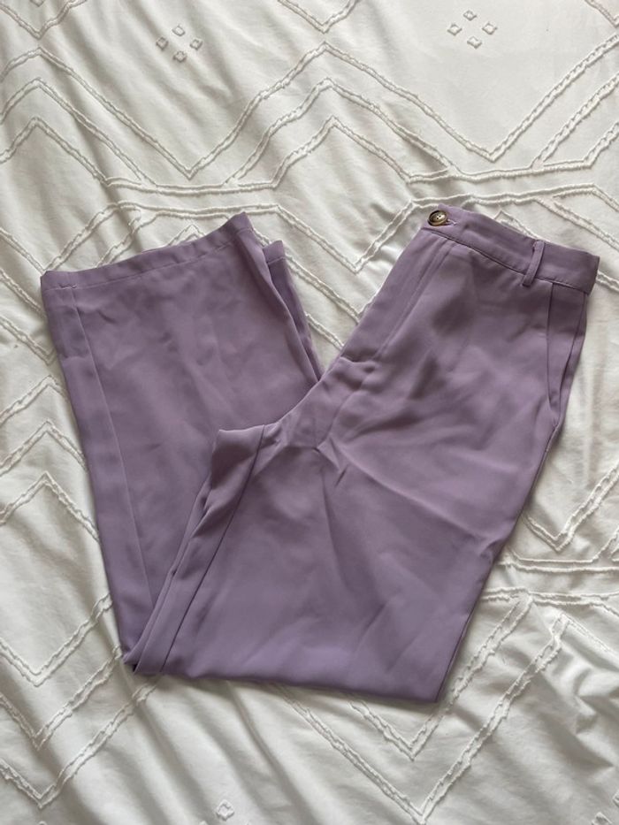 pantalon fluide jambes larges violet