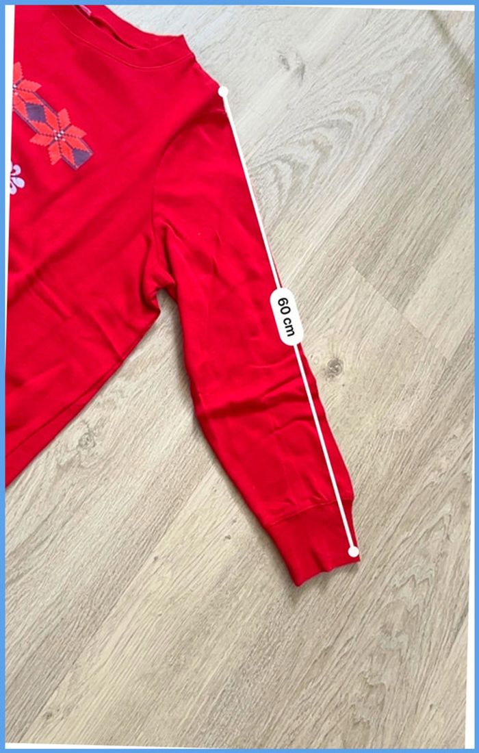 Pull vintage Rouge à motif flocon Taille L - photo numéro 6