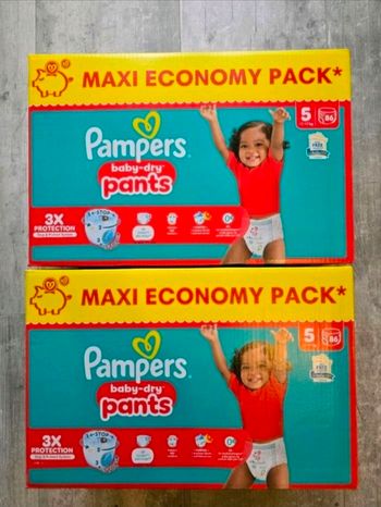 🍼 Pampers Baby-Dry Pants T5 Lot de 2 × 86 couches-culottes (11–17 kg)