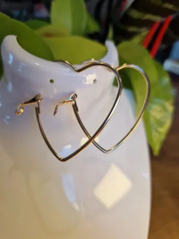 Boucles d'oreilles fantaisies dorées créole en cœur