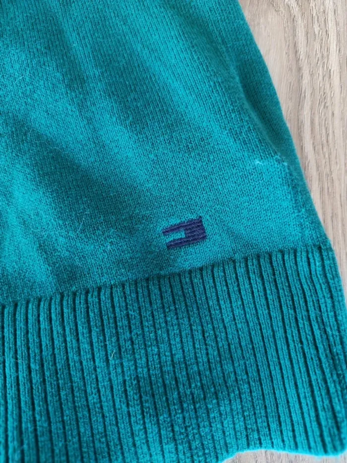 Pull Tommy Hilfiger vert XL – manches à bandes multicolores – unisexe - photo numéro 4