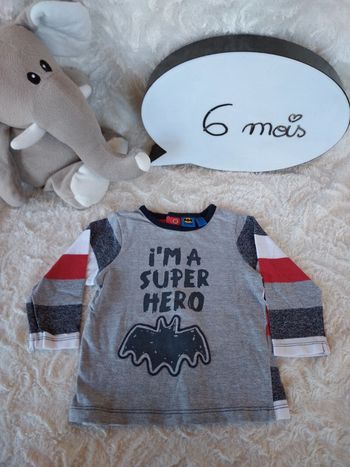 Tee shirt chemise manches longues Garçon 6 mois I'm a super hero Batman