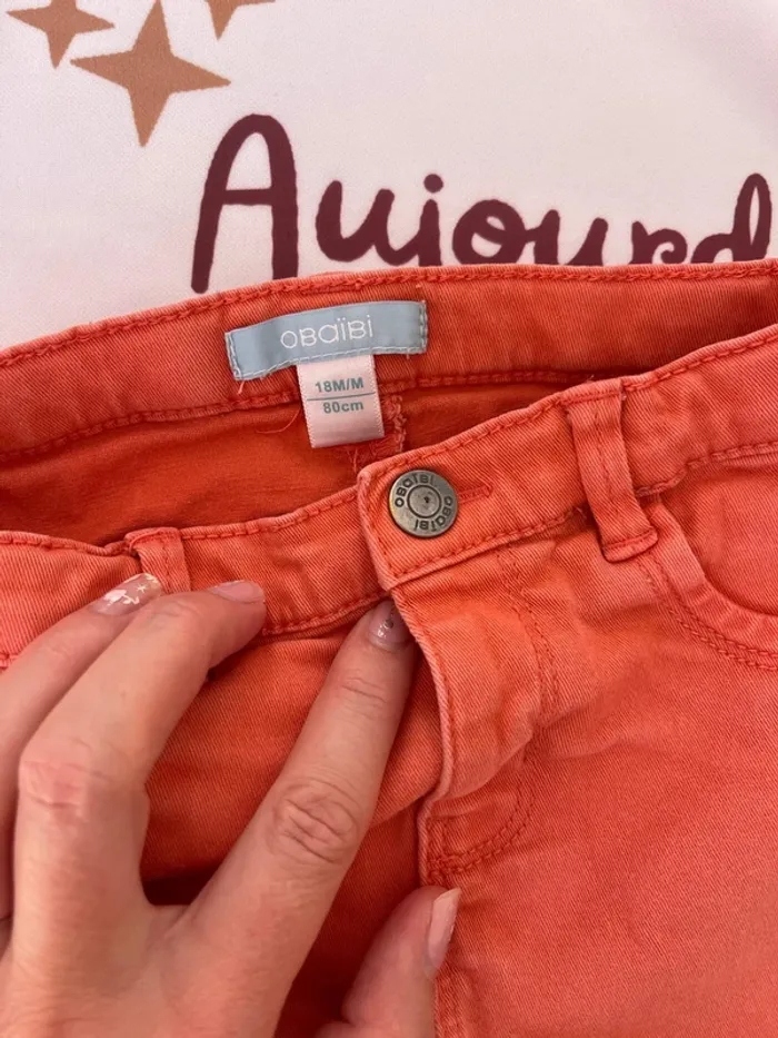 Lot de 2 pantalons bébé fille – Obaïbi – Taille 18 mois / 80 cm 👖🧡 - photo numéro 4