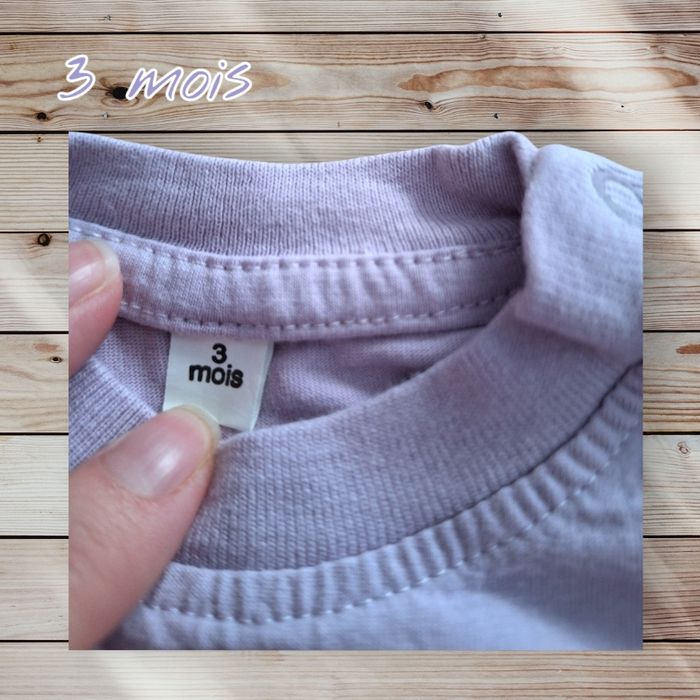 👕 T-shirt bébé manches longues – 3 mois 🌸🍼 👕 - photo numéro 3