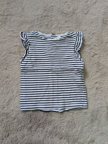 T-shirt Kiabi 9 mois – rayé marine blanc – coton bio – très bon état